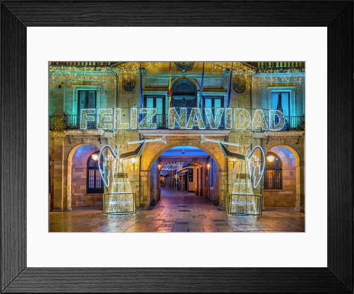 Framed Print : City Hall adorned with Christmas lights, Oviedo, Asturias, Spain Framed Print : City Hall adorned with Christmas lights, Oviedo, Asturias, Spain