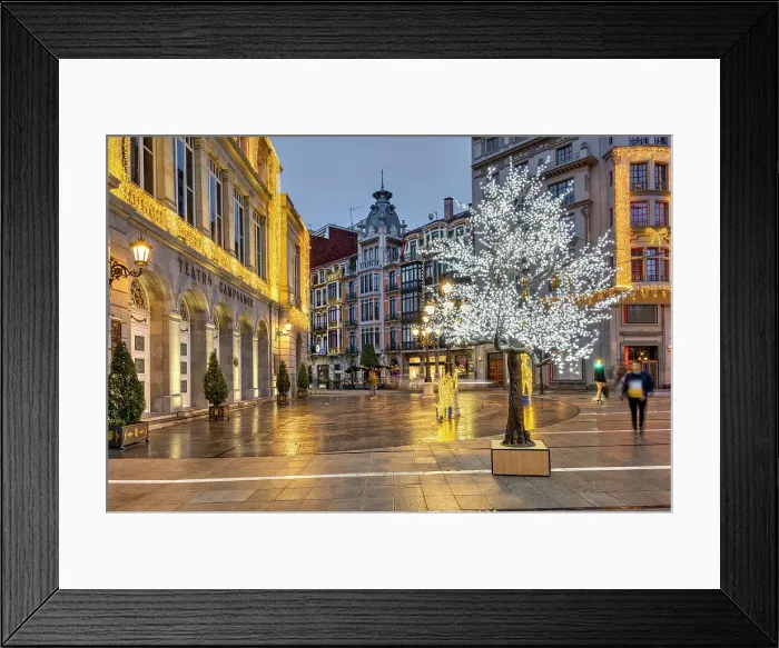 Framed Print : Christmas lights in a street of Oviedo, Asturias, Spain Framed Print : Christmas lights in a street of Oviedo, Asturias, Spain