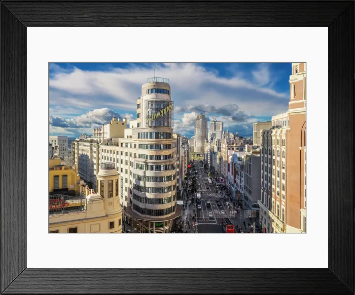 Framed Print : Gran Via and city skyline, Madrid, Spain Framed Print : Gran Via and city skyline, Madrid, Spain