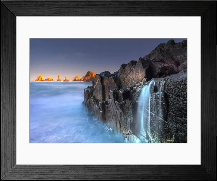 Framed Print : Cliff landscape - Spain, Asturias, Eo-Navia, Luarca, Playa de La Gueirua - Bay of Biscay, Costa Verde Framed Print : Cliff landscape - Spain, Asturias, Eo-Navia, Luarca, Playa de La Gueirua - Bay of Biscay, Costa Verde