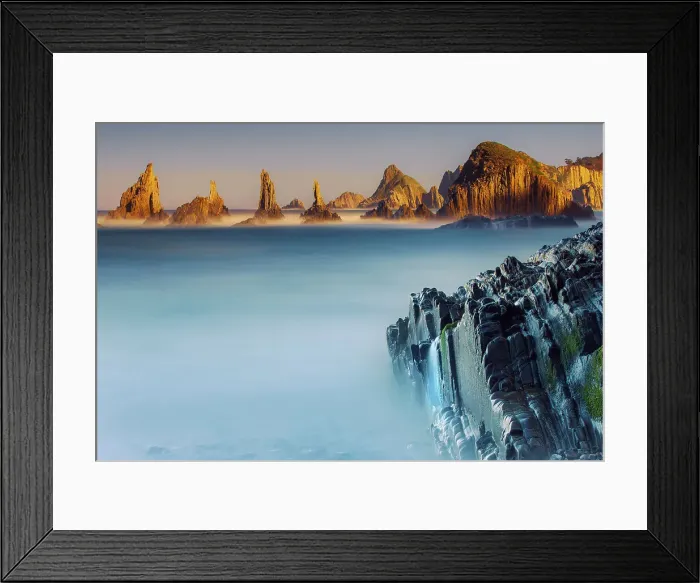 Framed Print : Cliff landscape - Spain, Asturias, Eo-Navia, Luarca, Playa de La Gueirua - Bay of Biscay, Costa Verde Framed Print : Cliff landscape - Spain, Asturias, Eo-Navia, Luarca, Playa de La Gueirua - Bay of Biscay, Costa Verde