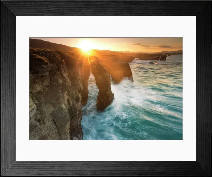 Framed Print : Cliff landscape with rock arch - Spain, Galicia, Lugo, Ribadeo, Playa As Catedrais - Bay of Biscay, Costa Verde Framed Print : Cliff landscape with rock arch - Spain, Galicia, Lugo, Ribadeo, Playa As Catedrais - Bay of Biscay, Costa Verde