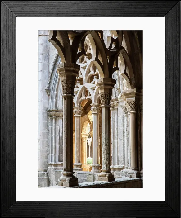 Framed Print : Spain, Catalonia, Tarragona, Poblet, Architectural details in the cloister of the monastery Framed Print : Spain, Catalonia, Tarragona, Poblet, Architectural details in the cloister of the monastery