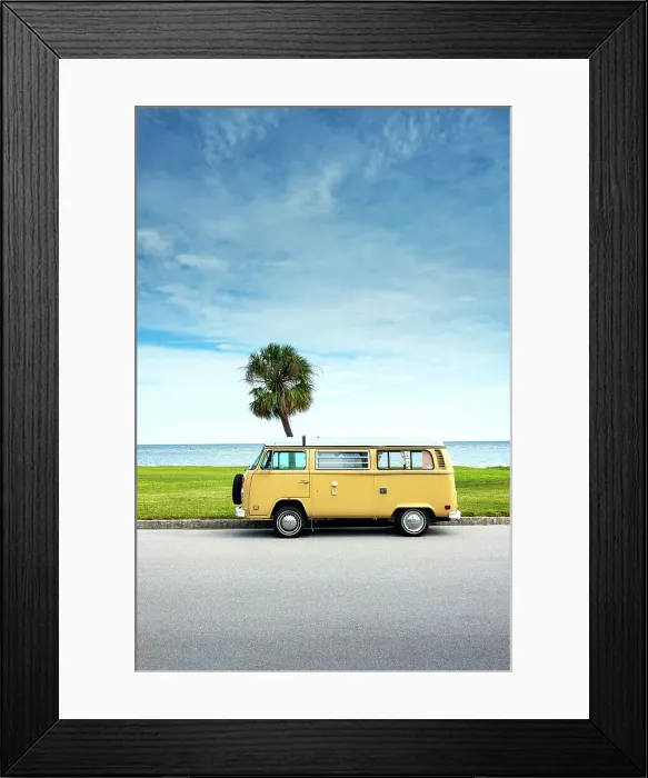 Framed Print : Florida, Saint Petersburg, VW Camper Van, Tampa Bay, Public Parksea
