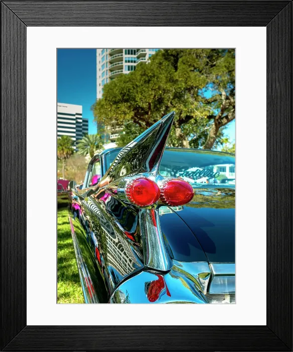 Framed Print : USA, Saint Petersburg, Florida, 1959 Cadillac Coupe DeVille, Tail Fins, Bullet Tail Lights Framed Print : USA, Saint Petersburg, Florida, 1959 Cadillac Coupe DeVille, Tail Fins, Bullet Tail Lights
