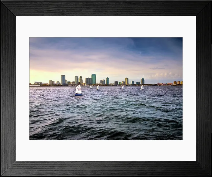 Framed Print : Florida, Saint Petersburg, Skyline, Downtown, Sail Boats, Tampa Bay