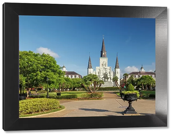 Saint Louis Cathedral and Statue of Andrew Jackson, Jackson Square, French Quarter, New Orleans, Louisiana, USA