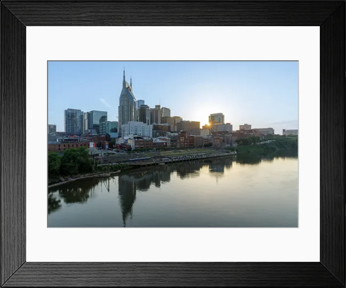 Framed Print : View of the city skyline over the Cumberland River, Nashville Tennessee, USA Framed Print : View of the city skyline over the Cumberland River, Nashville Tennessee, USA