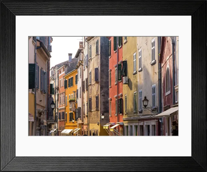 Framed Print : Street scene in the old town, Rovinj, Istria, Croatia