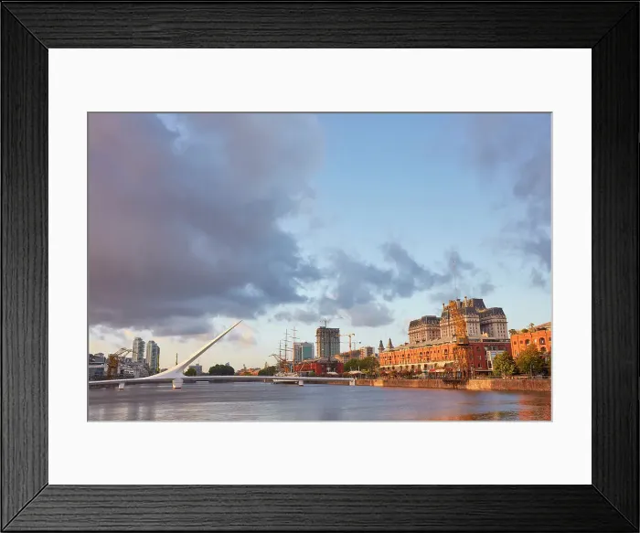Framed Print : The Puente de la Mujer bridge at sunrise, Puerto Madero, Buenos Aires, Argentina Framed Print : The Puente de la Mujer bridge at sunrise, Puerto Madero, Buenos Aires, Argentina