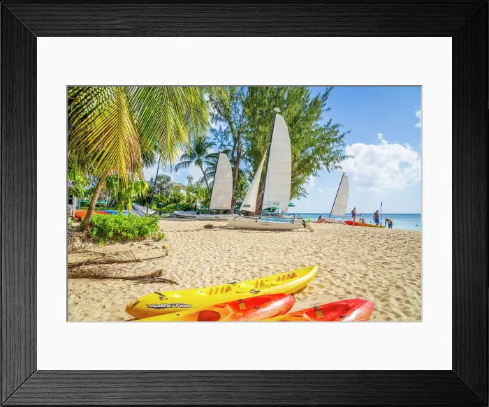 Framed Print : Beach scene, Colony Club, Heron Bay, Folkstone, Barbados, Caribbean
