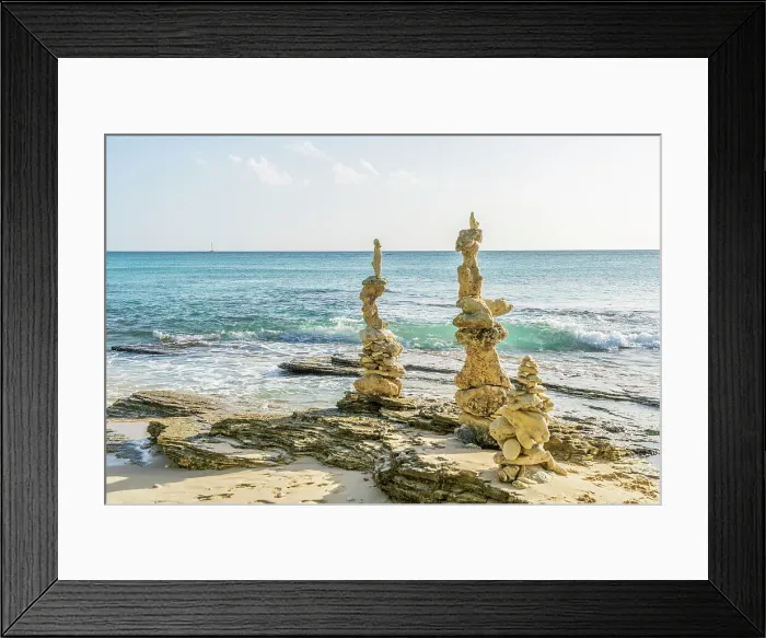 Framed Print : Stone Stacks, Paradise Beach, Barbados, Caribbean Framed Print : Stone Stacks, Paradise Beach, Barbados, Caribbean