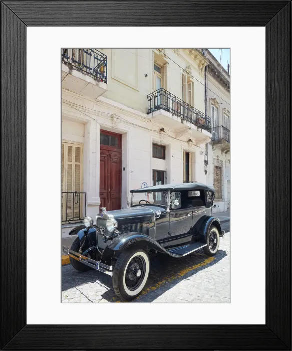 Framed Print : A vintage Ford Model A car in front of a colonial house in San Telmo, Buenos Aires, Argentina Framed Print : A vintage Ford Model A car in front of a colonial house in San Telmo, Buenos Aires, Argentina