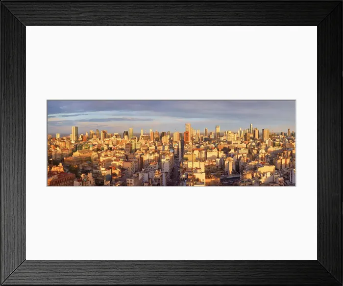 Framed Print : Panoramic view of the Buenos Aires skyline at sunset, Argentina