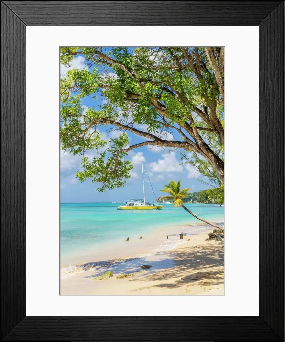 Framed Print : A boat at Alleynes Bay, Barbados, Caribbean Framed Print : A boat at Alleynes Bay, Barbados, Caribbean
