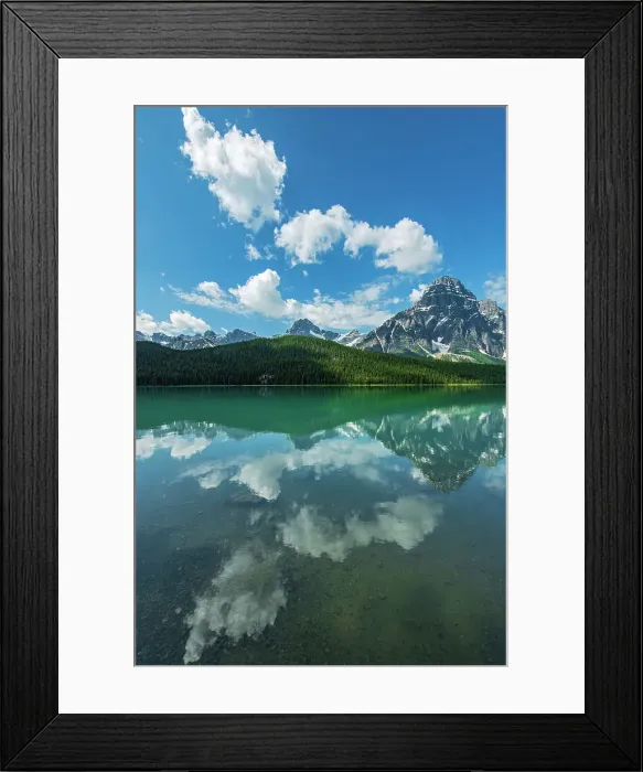 Framed Print : Clouds reflected in Upper Waterfowl Lake with Mt. Chephren right of centre and Howse Peak (left of centre), Banff National Park, Alberta, Canada Framed Print : Clouds reflected in Upper Waterfowl Lake with Mt. Chephren right of centre and Howse Peak (left of centre), Banff National Park, Alberta, Canada