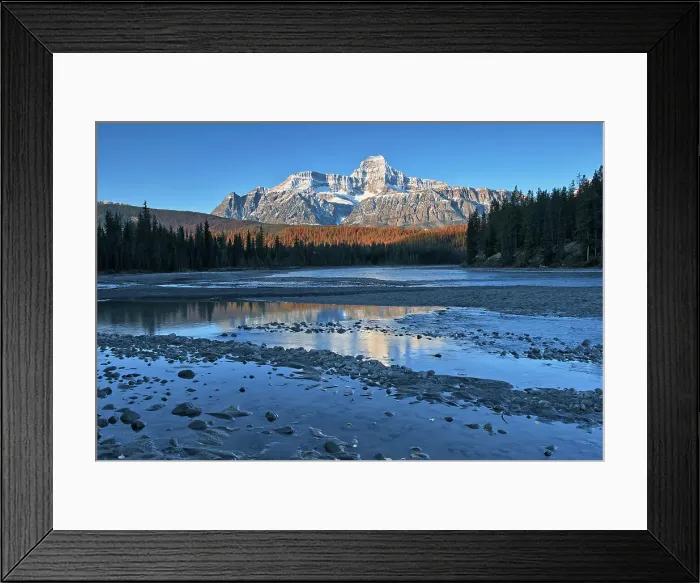 Framed Print : Sunrise on the Canadian Rocky Mountains reflected in the Athabasca River, Icefields Parkway, Jasper National Park, Alberta, Canada Framed Print : Sunrise on the Canadian Rocky Mountains reflected in the Athabasca River, Icefields Parkway, Jasper National Park, Alberta, Canada