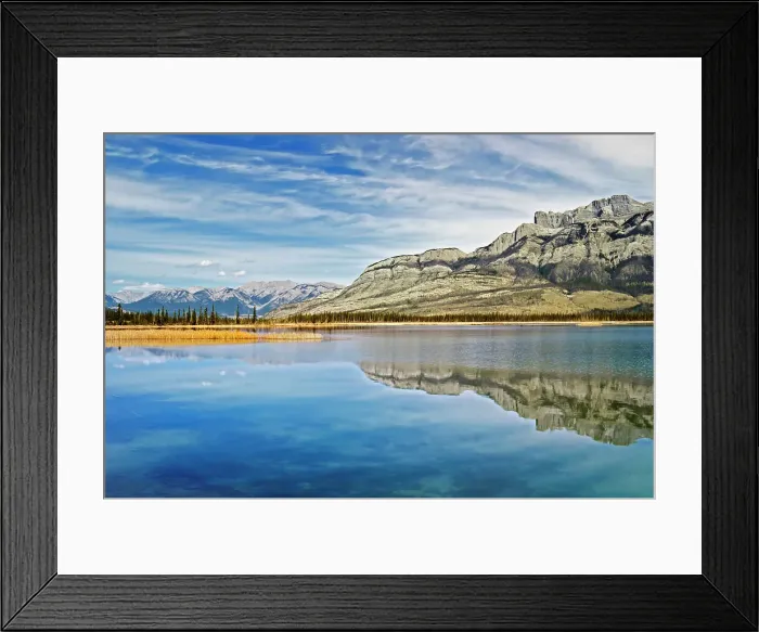 Framed Print : Syncline Ridge (middle) and Roche Miette (Right) of the Miette Range of the Rocky Mountains reflected in Talbot Lake, Jasper National Park, Alberta, Canada Framed Print : Syncline Ridge (middle) and Roche Miette (Right) of the Miette Range of the Rocky Mountains reflected in Talbot Lake, Jasper National Park, Alberta, Canada