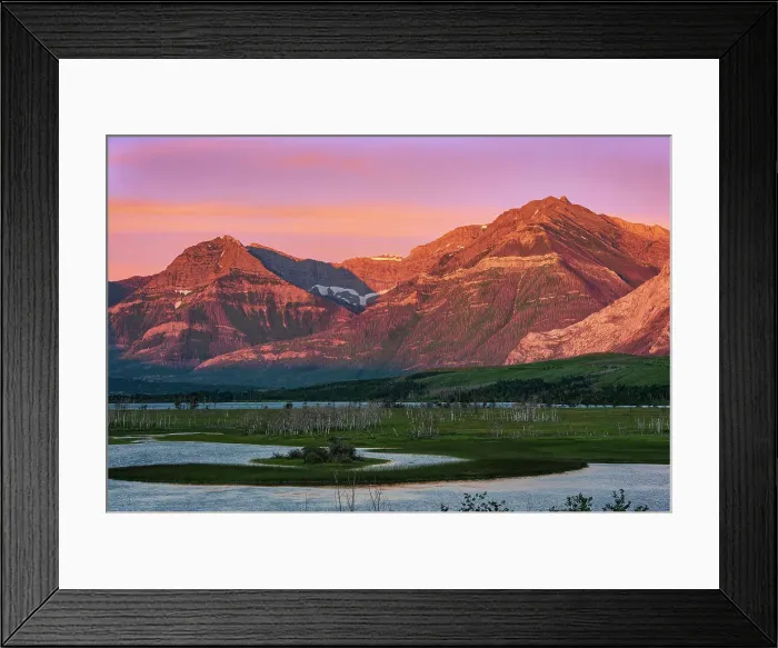 Framed Print : Rocky Mountains at sunrise and Maskinonge Lake. Waterton Lakes National Park, Alberta, Canada Framed Print : Rocky Mountains at sunrise and Maskinonge Lake. Waterton Lakes National Park, Alberta, Canada