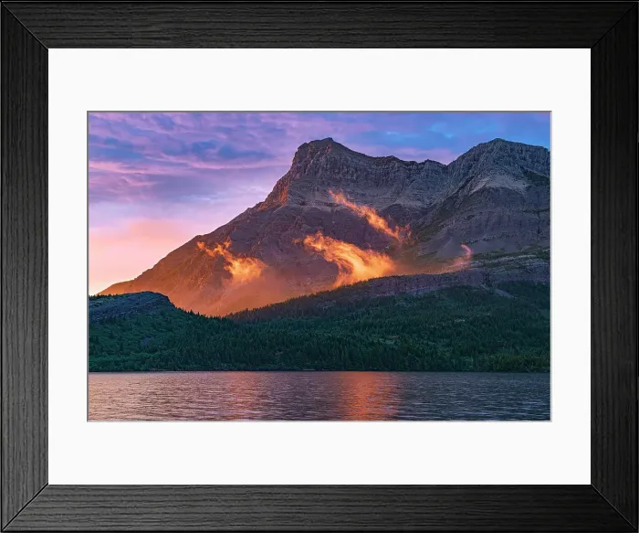 Framed Print : Vimy Peak and fog at sunrise. Upper Waterton Lake. Waterton Lakes National Park, Alberta, Canada Framed Print : Vimy Peak and fog at sunrise. Upper Waterton Lake. Waterton Lakes National Park, Alberta, Canada