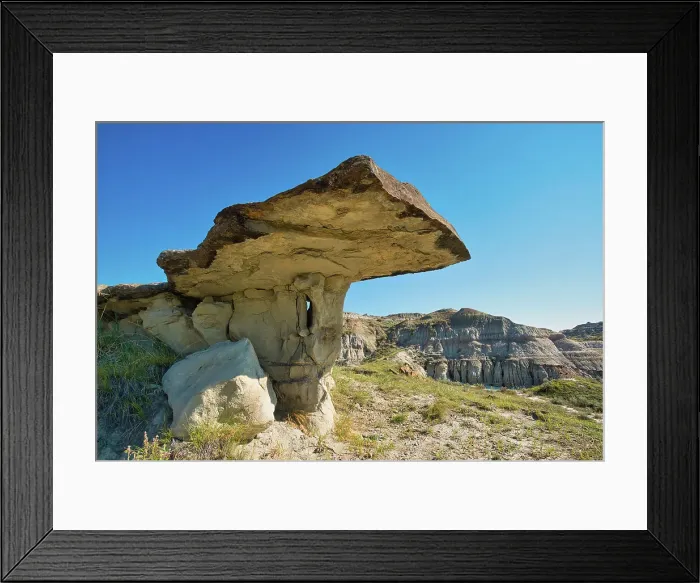Framed Print : Hoodoo with cap intact, Badlands, UNESCO World Heritage Site, Dinosaur Provincial Park, Alberta, Canada Framed Print : Hoodoo with cap intact, Badlands, UNESCO World Heritage Site, Dinosaur Provincial Park, Alberta, Canada