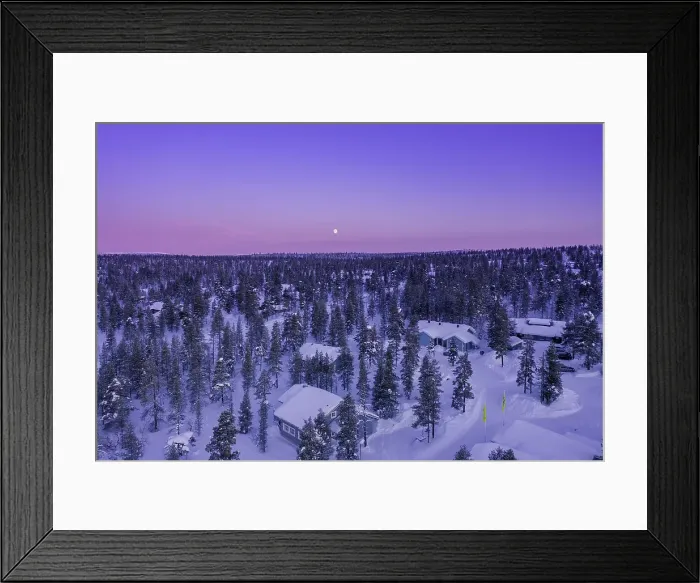 Framed Print : Pink sky and full moon, over Saariselka, Inari, Lapland, Finland Framed Print : Pink sky and full moon, over Saariselka, Inari, Lapland, Finland