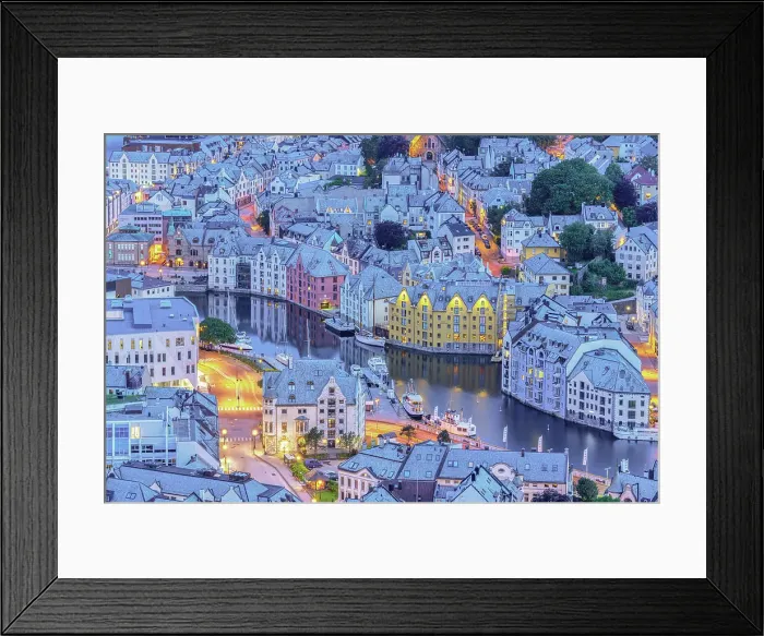 Framed Print : Brosundet Canal and Art Nouveau buildings, Alesund, More og Romsdal county, Norway Framed Print : Brosundet Canal and Art Nouveau buildings, Alesund, More og Romsdal county, Norway