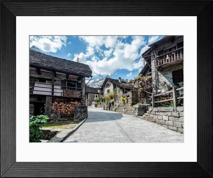 Framed Print : the villag of Sonogno in spring, Val Verzasca, Canton Ticino, Switzerland Framed Print : the villag of Sonogno in spring, Val Verzasca, Canton Ticino, Switzerland