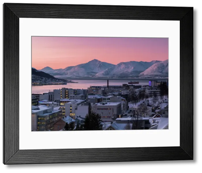 Framed Print : The city of Tromso during winter dusk, Troms County, Norway, Europe Framed Print : The city of Tromso during winter dusk, Troms County, Norway, Europe