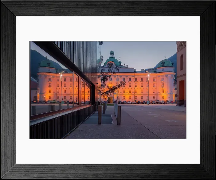 Framed Print : The Hofburg palace and the Haus der Music music hall on a summer evening, Innsbruck, Tyrol, Austria Framed Print : The Hofburg palace and the Haus der Music music hall on a summer evening, Innsbruck, Tyrol, Austria