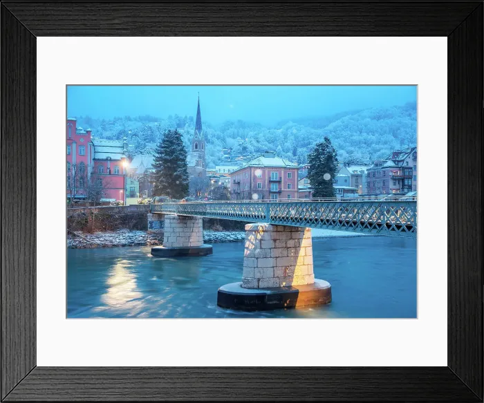Framed Print : A snowy morning by the bridge of Emile Bethouart with the church of Sankt Nikolaus in the background, Innsbruck, Tyrol, Austria Framed Print : A snowy morning by the bridge of Emile Bethouart with the church of Sankt Nikolaus in the background, Innsbruck, Tyrol, Austria