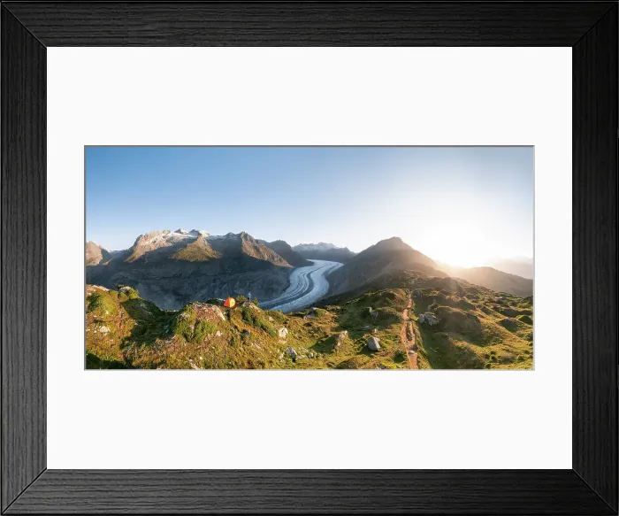 Framed Print : Aletsch Glacier at sunrise, Riederalp, Bernese Alps, Valais, Switzerland (MR)