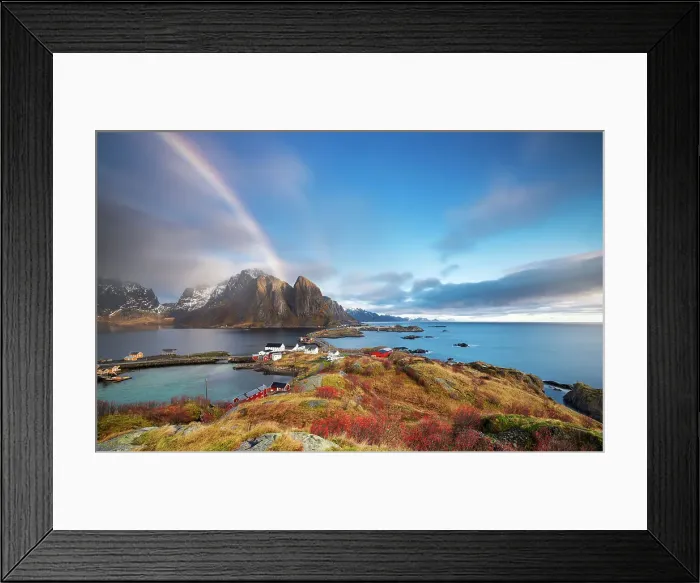 Framed Print : Hamnoy from Olenilsoya kystfort, Reine, Moskenes, Moskenesoya, Nordland, Lofoten, Norway Framed Print : Hamnoy from Olenilsoya kystfort, Reine, Moskenes, Moskenesoya, Nordland, Lofoten, Norway