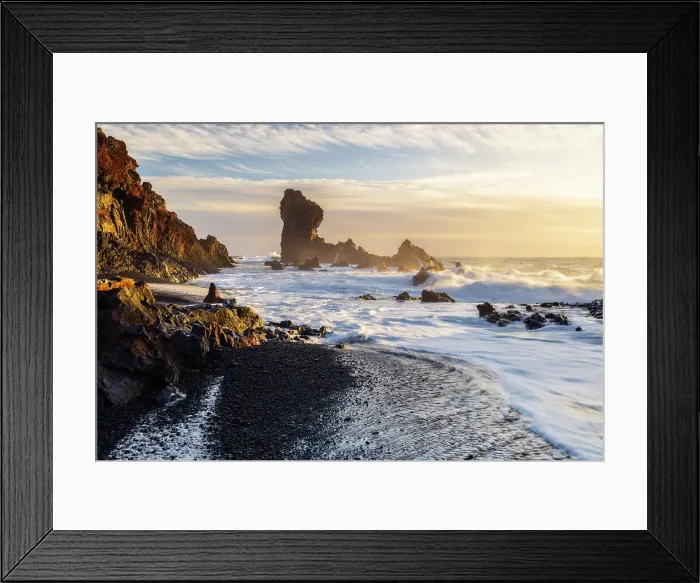 Framed Print : Dritvik and Djupalonssandur at sunset, Hellnar, Snaefellsnes peninsula, Vesturland region, Iceland Framed Print : Dritvik and Djupalonssandur at sunset, Hellnar, Snaefellsnes peninsula, Vesturland region, Iceland