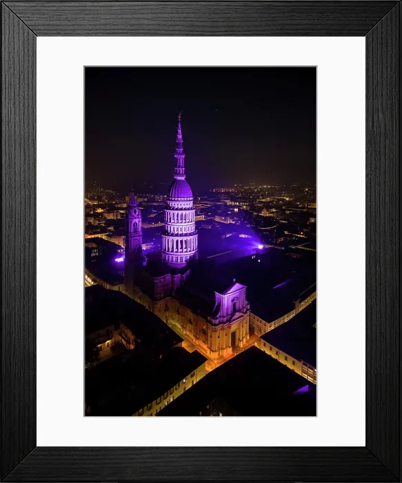 Framed Print : Aerial view of the Antonelli's dome and San Gaudenzio Basilica, at night in winter. Novara, Piedmont, Italy Framed Print : Aerial view of the Antonelli's dome and San Gaudenzio Basilica, at night in winter. Novara, Piedmont, Italy