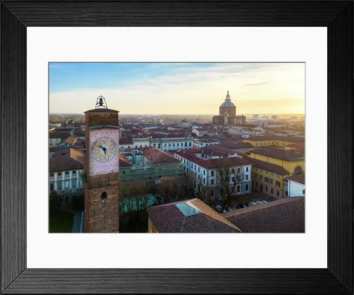 Framed Print : Aerial view of the old medieval towers of Pavia at sunset. Pavia, Lombardy, Italy, Europe Framed Print : Aerial view of the old medieval towers of Pavia at sunset. Pavia, Lombardy, Italy, Europe