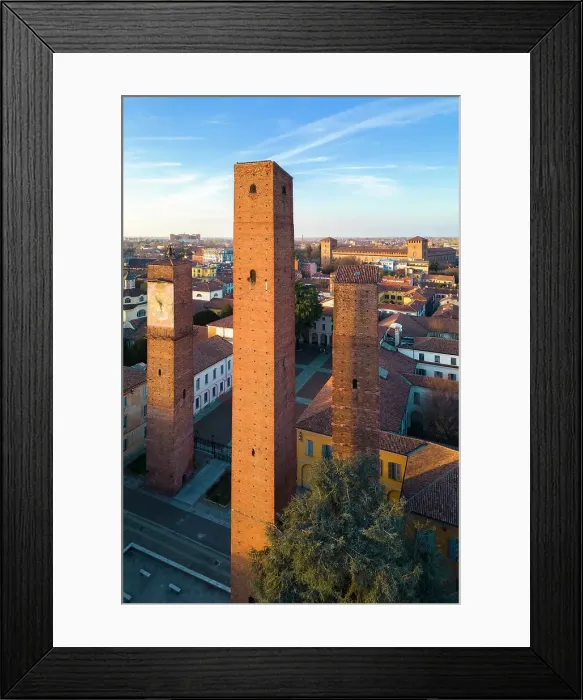 Framed Print : Aerial view of the medieval towers of Pavia and Visconti Castle at sunset. Pavia, Lombardy, Italy, Europe Framed Print : Aerial view of the medieval towers of Pavia and Visconti Castle at sunset. Pavia, Lombardy, Italy, Europe