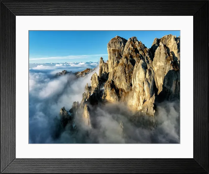 Framed Print : The rock towers of the southern Grigna emerge from the clouds. Grignetta, Grigne group, Lake Como, Italy Framed Print : The rock towers of the southern Grigna emerge from the clouds. Grignetta, Grigne group, Lake Como, Italy