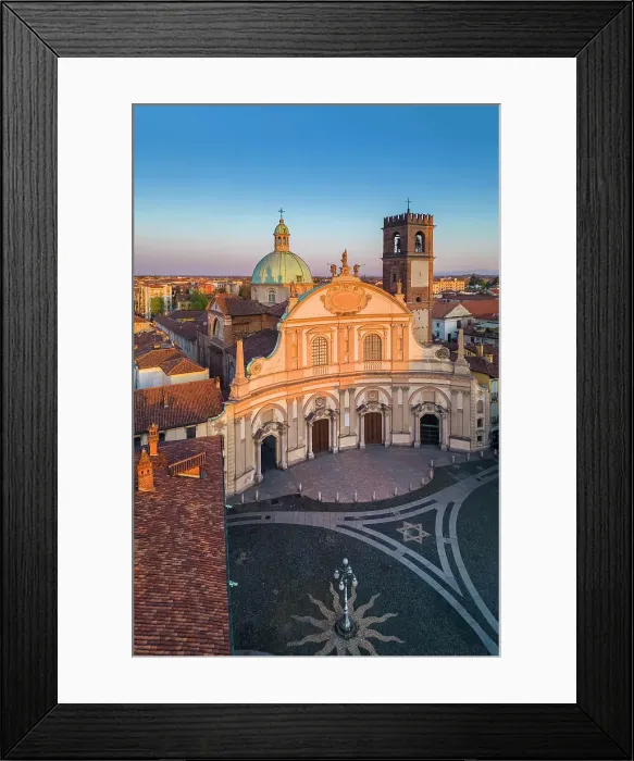 Framed Print : Aerial view of the Vigevano Cathedral and Piazza Ducale in spring at sunset. Vigevano, Lomellina, Province of Pavia, Lombardy, Italy Framed Print : Aerial view of the Vigevano Cathedral and Piazza Ducale in spring at sunset. Vigevano, Lomellina, Province of Pavia, Lombardy, Italy