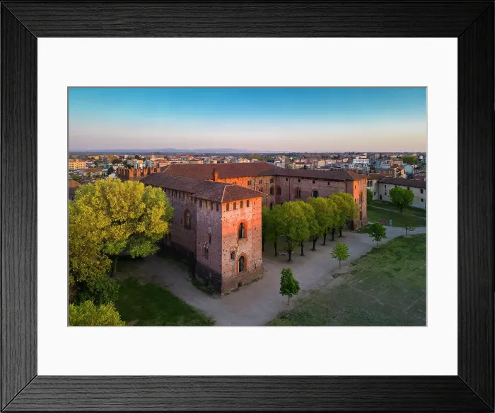 Framed Print : Aerial view of the Castello Sforzesco of Vigevano at sunset. Vigevano, Lomellina, Province of Pavia, Lombardy, Italy Framed Print : Aerial view of the Castello Sforzesco of Vigevano at sunset. Vigevano, Lomellina, Province of Pavia, Lombardy, Italy