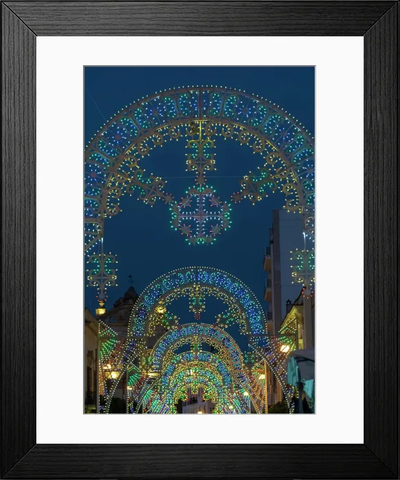 Framed Print : Galatina, province of Lecce, Salento, Apulia, Italy. The Luminarie of Salento, one of the symbols of the cultural traditions of the territory, a characteristic and peculiar element of any patronal feast in Puglia Framed Print : Galatina, province of Lecce, Salento, Apulia, Italy. The Luminarie of Salento, one of the symbols of the cultural traditions of the territory, a characteristic and peculiar element of any patronal feast in Puglia
