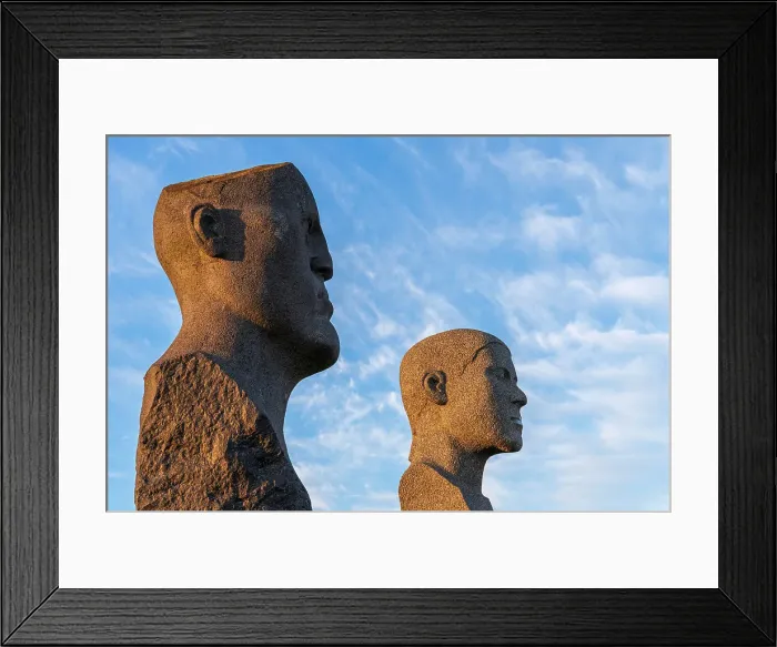 Framed Print : Detail view of the heads of the sculptures of Dodekalitten, Lolland island, Denmark, Europe Framed Print : Detail view of the heads of the sculptures of Dodekalitten, Lolland island, Denmark, Europe