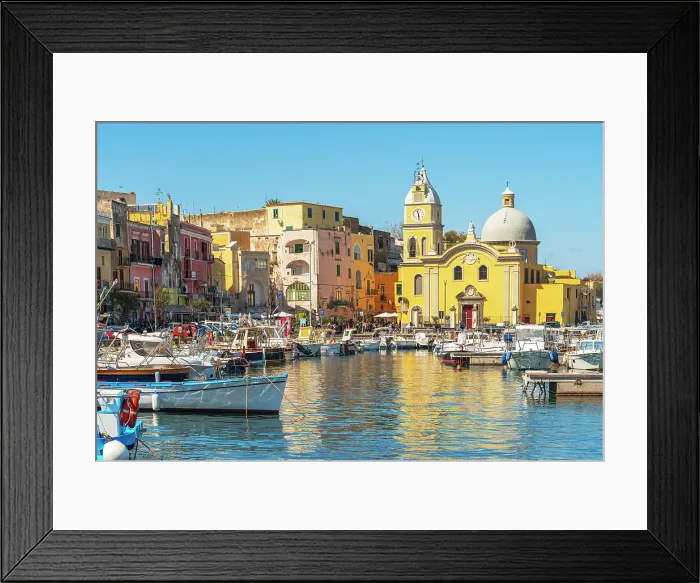 Framed Print : Colourful fishing village of Procida, Procida island, Phlegrean islands, Naples bay, Naples province, Tyrrhenian sea, Campania, Italy Framed Print : Colourful fishing village of Procida, Procida island, Phlegrean islands, Naples bay, Naples province, Tyrrhenian sea, Campania, Italy