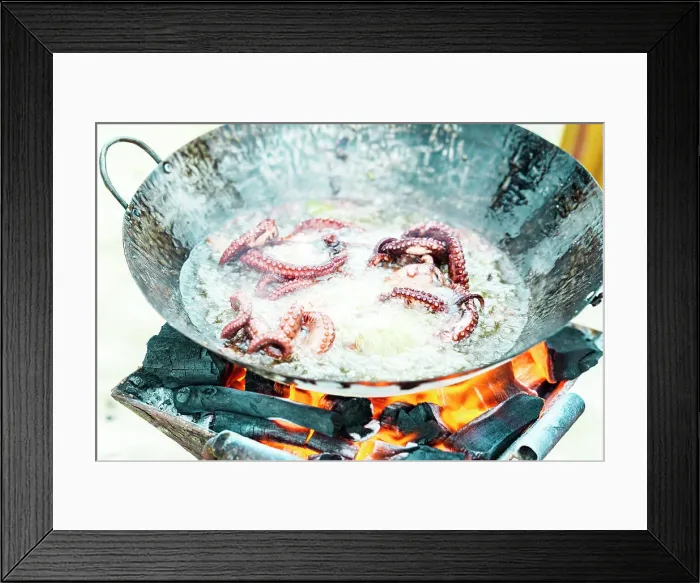 Framed Print : Octopus in a cooking pan, Zanzibar, Tanzania