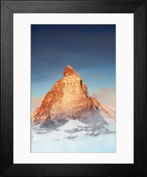 Framed Print : Majestic Matterhorn emerging from mist at sunrise, Gornergrat, Zermatt, Valais, Switzerland Framed Print : Majestic Matterhorn emerging from mist at sunrise, Gornergrat, Zermatt, Valais, Switzerland