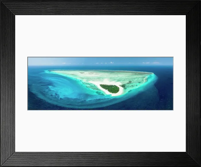 Framed Print : Aerial panoramic view of idyllic tropical atoll in the midlle of the ocean, Zanzibar, Tanzania Framed Print : Aerial panoramic view of idyllic tropical atoll in the midlle of the ocean, Zanzibar, Tanzania