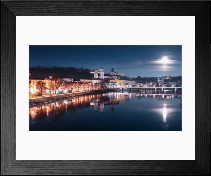 Framed Print : Skyline of the night in Passau, Bavaria, Germany Framed Print : Skyline of the night in Passau, Bavaria, Germany