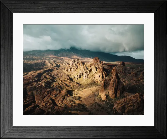 Framed Print : Sunrise view of Teide volcano caldera and Roques de Garcia. Tenerife, Canary islands, Spain