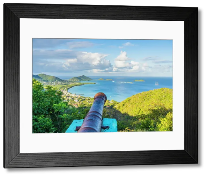 Framed Print : Elevated view over Hillsborough, Carriacou Island, Grenada, Caribbean
