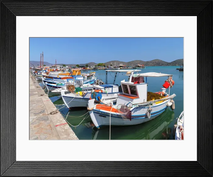 Framed Print : Fishing boats in the port of Elounda, Mirabello Gulf, Lasithi, Crete, Greece Framed Print : Fishing boats in the port of Elounda, Mirabello Gulf, Lasithi, Crete, Greece